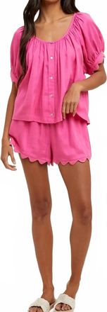 Wishlist Scalloped Detailed Top & Short Set In Hibiscus