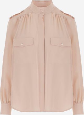 Chlo&eacute; Camisa De Crep&eacute; De Seda Plisada