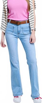 Q2 Skinny Flare Jeans With Front Pockets In Blue