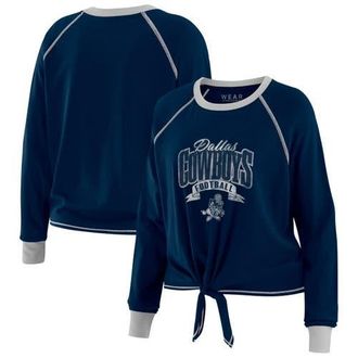 WEAR by Erin Andrews Womens WEAR by Erin Andrews Navy/ Dallas Cowboys Tie-Front Long Sleeve Top at Nordstrom, Size Xx-Large