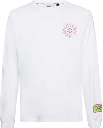 GCDS Gcds, Tops, Heren, Wit, S, Katoen, Katoenen T-shirt met Voorkant Borduurwerk