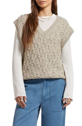 Brixton Lafayette Oversize Sweater Vest in Marled Beige at Nordstrom, Size Medium