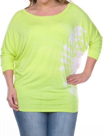 White Mark Tie Dye Tunic Top - Plus In Lime Green