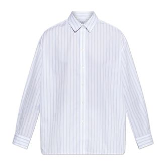 Maison Kitsun&eacute; Shirts, female, White, Size: 2XS Striped Boyfriend Shirt
