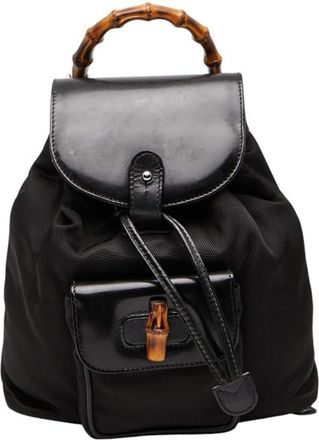 Gucci Black Nylon Leather Backpack (Pre-Owned)