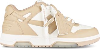 Off-white Low-Top Sneakers with Calf Leather Panels