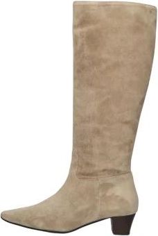Stefano Lauran Beige Hoge Laarzen met Blokhak - Dames - Laarzen met Hak - Beige - 38 EU - Wol - Schoenen