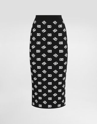 Dolce & Gabbana Viscose Pencil Skirt With Jacquard Dg Logo - Woman Skirts Multi-colored 36