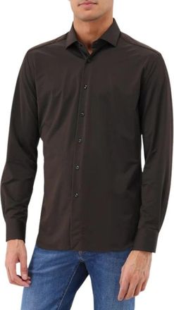 Xacus Bruin Active Tailor Fit Overhemd - Heren - Casual Overhemden - Bruin - S - Overhemden