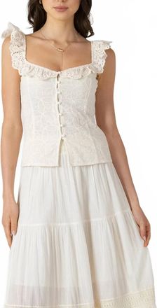 Dex Clothing Eyelet Tank Top In Cream