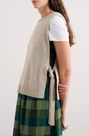 Seasalt Cornwall Sea Aster Merino Wool Blend Side Tie Sweater Vest in Knit Melange Aran at Nordstrom, Size X-Large