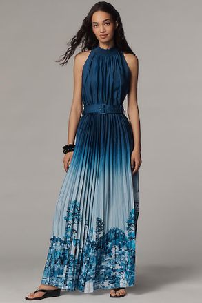 Ranna Gill Rome Pleated Mock-Neck Jumpsuit