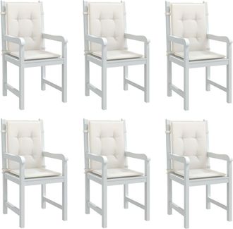 vidaXL Vidaxl - Cojines Silla Respaldo Bajo 6 Ud Tela Crema Melange 100x50x4 Cm