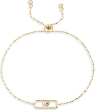 Argento Vivo Heart Cubic Zirconia Charm Slider Bracelet in Gold at Nordstrom Rack