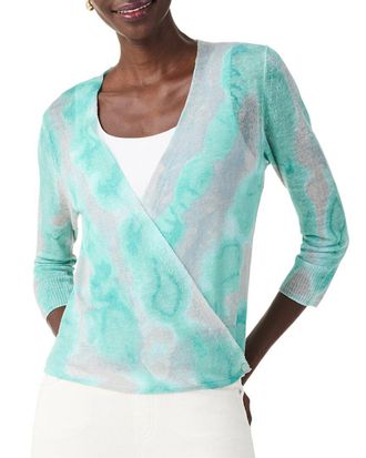 Nic+Zoe Nic+Zoe Petite Watercolor Waves 4-Way Linen-Blend Cardigan