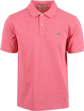GANT Mens REG SHIELD SS PIQUE POLO SHIRT ROSE PINK Cotton - Size X-Large