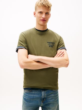 Tommy Jeans T-Shirt TOMMY JEANS TJM ENTRY BILLS, Herren, Gr. XXL, dunkelgr&uuml;nery, Single Jersey, Obermaterial: 100% Baumwolle, schmal normal, Rundhals, Shirts T-Sh