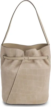 BOSS Revers printed-suede bucket bag with belt detail