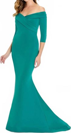 Montage by Mon Cheri Mermaid Dress In Peacock