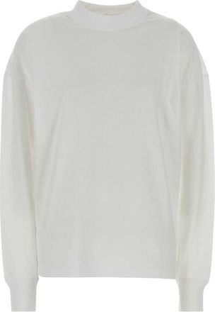 The Row White Mock Neck Full Sleeves T-Shirt