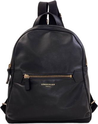 Longchamp Black Leather Backpack (Pre-Owned)