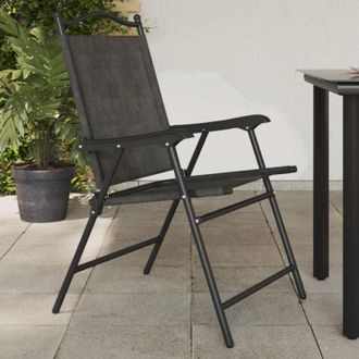 vidaXL Vidaxl - Sedie da Giardino Pieghevoli 2 pz in Acciaio Grigio e Textilene