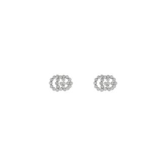 Gucci Ybd 481676003 - Witgoud 18kt- diamanten - GG Running stud oorbellen in 18kt witgoud en diamanten - Dames - Oorbellen - Wit - ONE Size - Accessoires