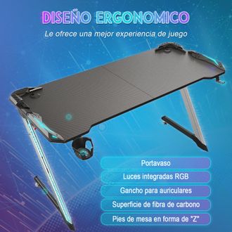 Sonni Sonni Mesa Gaming Grande 140x60x75cm,escritorio Para Juegos Ordenador Pc,con Gancho Para Auriculares Y Portavaso,gaming Desk