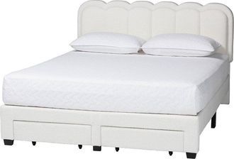 Baxton Studio Caradonna Teddy-Bear Fabric Queen Bed With Storage Drawers