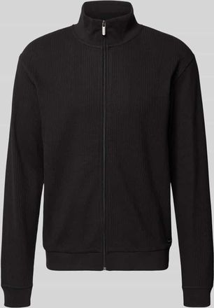 HUGO BOSS Regular Fit Sweatjacke aus Baumwoll-Piqué in Black, Größe XXL