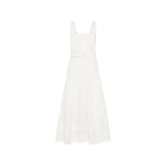 Rebecca Vallance Midi Dresses, female, White, Size: XS Square Neck Scalloped Trim Midi Dress