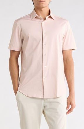 Bugatchi Short Sleeve Woven Shirt in Papaya at Nordstrom Rack, Size Xxx-Large