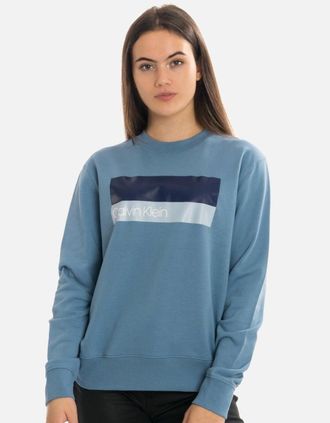 Calvin Klein Womens Calvni Klein Duo Logo Print Long Sleeve Womens Sweatshirt - Blue - Size: 10/8