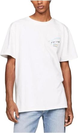 Tommy Hilfiger Metallic Reg T-shirt - Heren - T-shirts - Wit - 2XL - Katoen - Tops