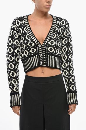 Golden Goose Cardigan Cropped Fit in Lana Jacquard Golden Goose