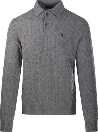 Ralph Lauren Wasbaar wollen trui met polokraag - Heren - Polos - Grijs - L - Wol - Tops