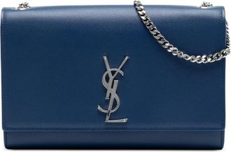 Saint Laurent 2017 medium Grain De Poudre Monogram Kate crossbodytas - Blauw