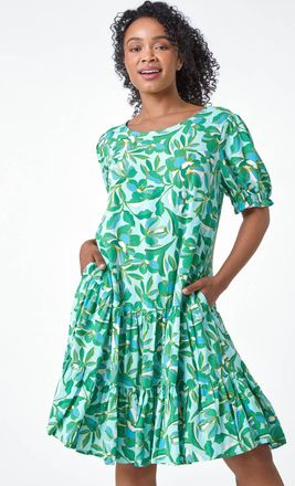Roman Floral Tiered Smock Dress