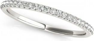 Allurez Diamond Accented Semi Eternity Wedding Band in 14k White Gold (0.13ct)