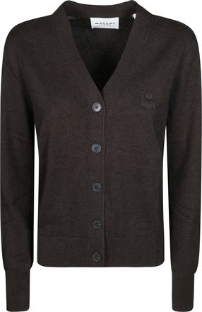 Isabel Marant Karinagz Chocolate Brown V-Neck Knit Cardigan