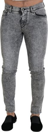 Dolce & Gabbana Mens Slim Fit Acid Wash Jeans - Grey Cotton - Size EU 44 (Mens)