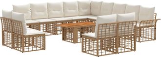 vidaXL Conjunto De Sof&aacute;s De Jard&iacute;n 14 Uds. Natural Y Crema Vidaxl