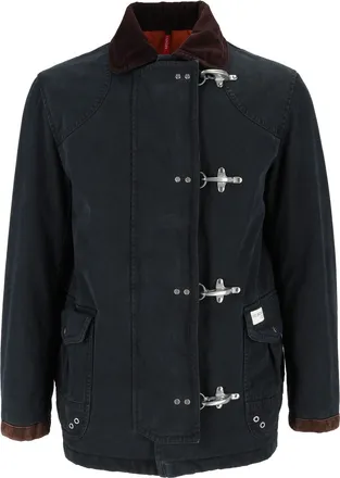 Fay Washed Cotton 4 Ganci Calf Suede Collar Jacket