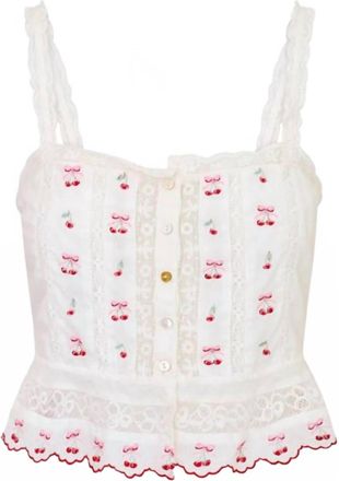 LoveShackFancy Womens Vietta Top In Optic White