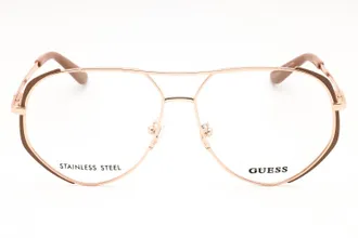 Guess GU50247 Aviator Metal Eyeglasses - Rose Gold