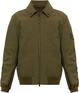 Stone Island Jassen, Heren, Groen, L, Leer, Ghost Drop 4 Leather Jacket