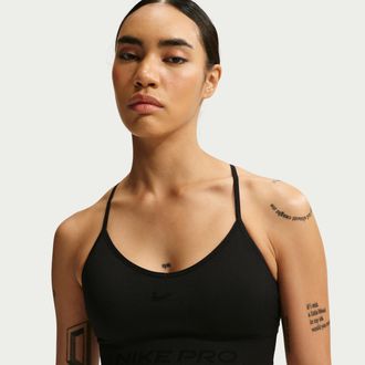 Nike Womens Nike Pro Seamless Light-Support Padded Sports Bra in Black | IB9843-010