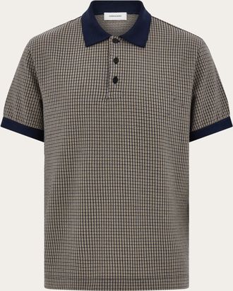 Ferragamo Uomo Polo a manica corta microcheck Blu