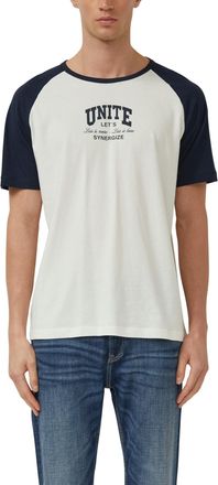 s.Oliver Kurzarmshirt S.OLIVER, Herren, Gr. XXL, wei&szlig;, Single Jersey, Obermaterial: 100% Baumwolle, unifarben mit Farbeins&auml;tzen, normal h&uuml;ftbedeckend, Rundhals