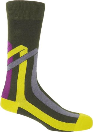 Peper Harow Ribbon Stripe Mens Socks - Pine